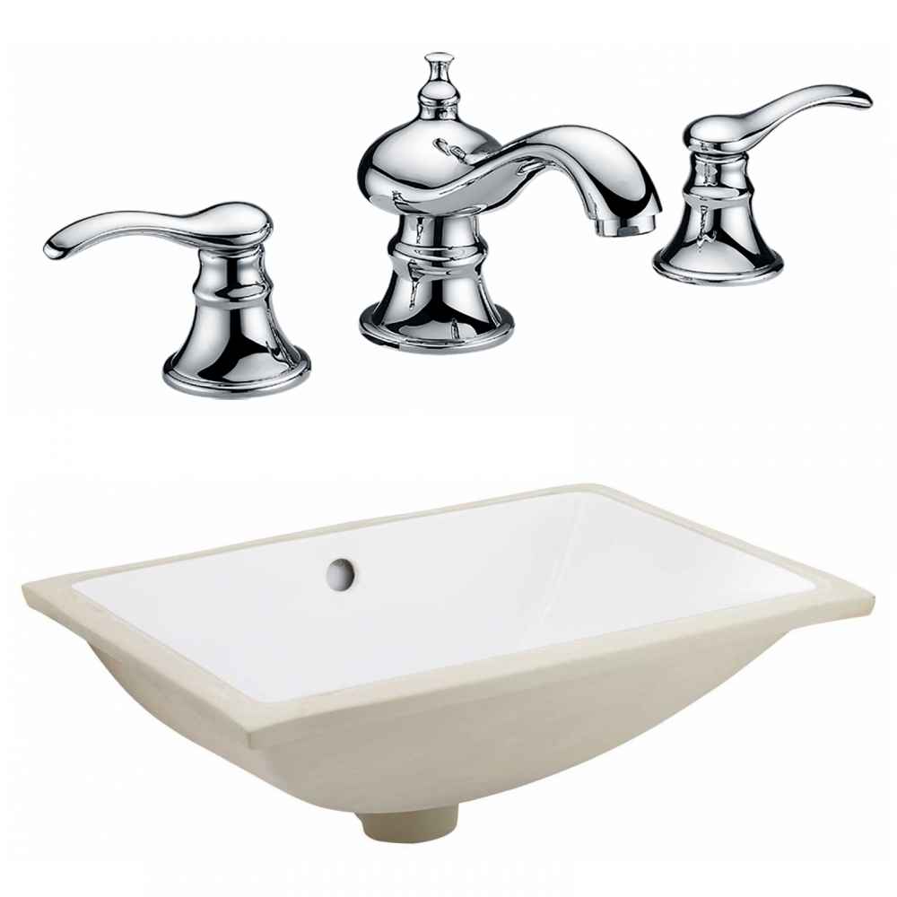 20.75-in. W CSA Rectangle Bathroom Undermount Sink Set In White - Chrome Hardware