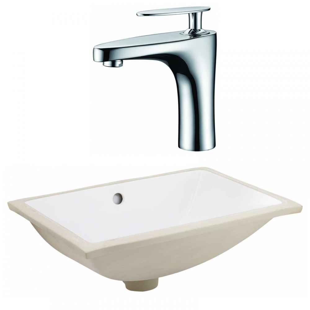 20.75-in. W CSA Rectangle Bathroom Undermount Sink Set In White - Chrome Hardware