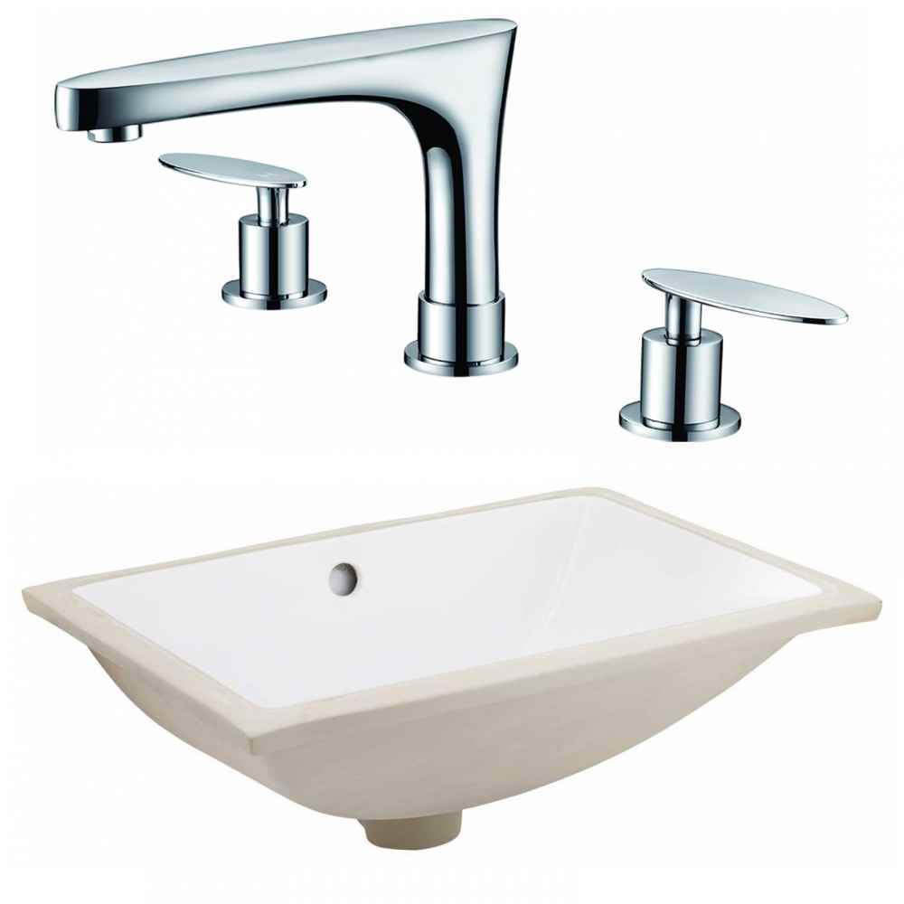 20.75-in. W CSA Rectangle Bathroom Undermount Sink Set In White - Chrome Hardware