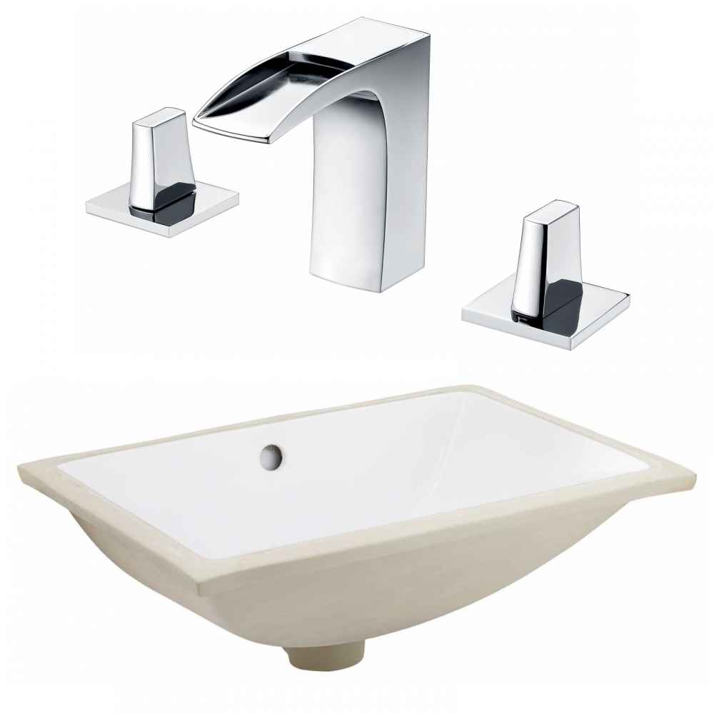20.75-in. W CSA Rectangle Bathroom Undermount Sink Set In White - Chrome Hardware