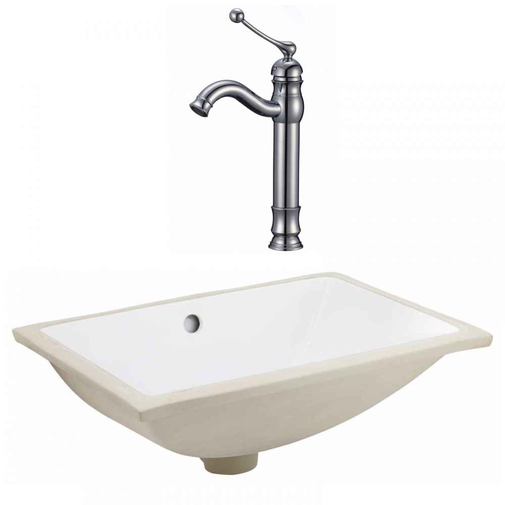 20.75-in. W CSA Rectangle Bathroom Undermount Sink Set In White - Chrome Hardware