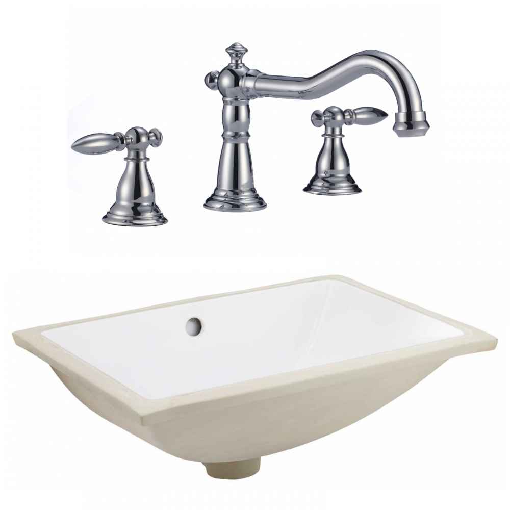 20.75-in. W CSA Rectangle Bathroom Undermount Sink Set In White - Chrome Hardware