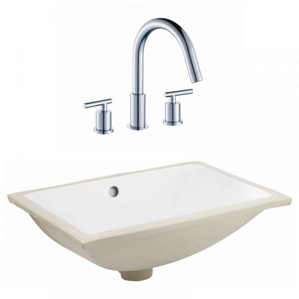 20.75-in. W CSA Rectangle Bathroom Undermount Sink Set In White - Chrome Hardware
