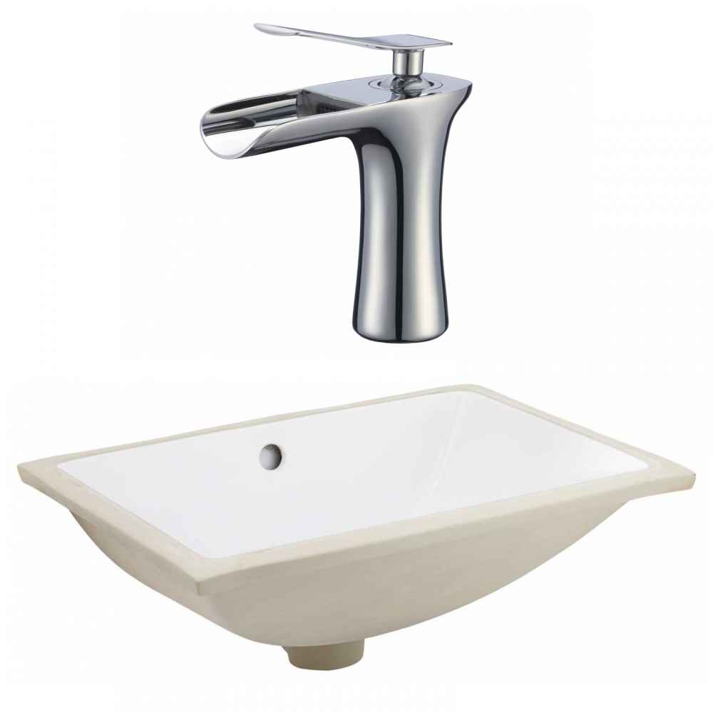 20.75-in. W CSA Rectangle Bathroom Undermount Sink Set In White - Chrome Hardware