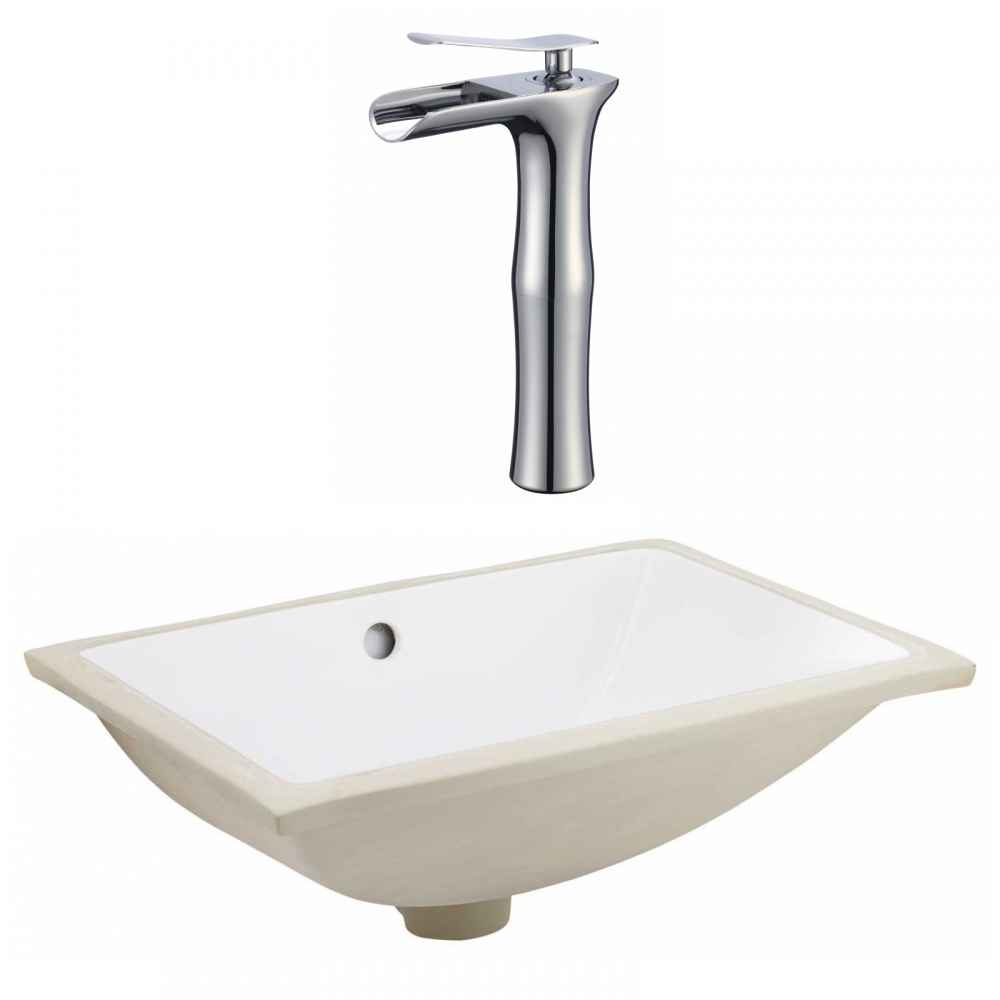 20.75-in. W CSA Rectangle Bathroom Undermount Sink Set In White - Chrome Hardware