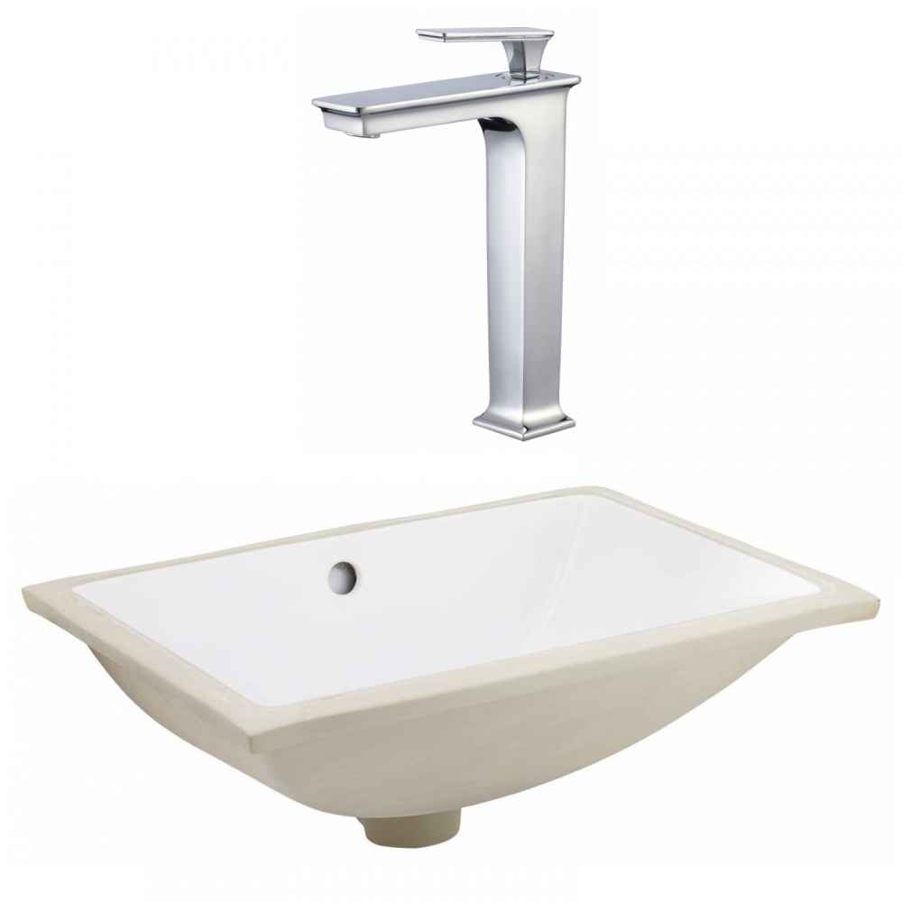 20.75-in. W CSA Rectangle Bathroom Undermount Sink Set In White - Chrome Hardware