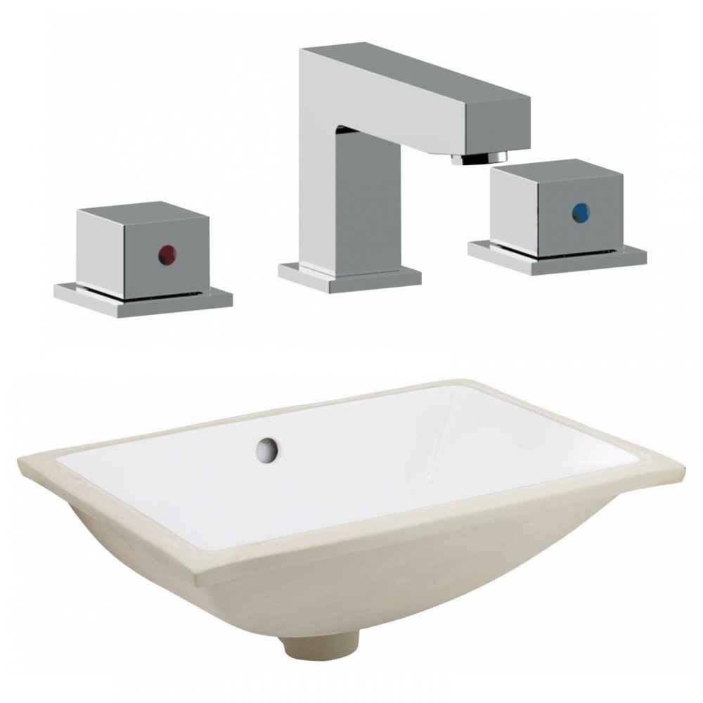 20.75-in. W CSA Rectangle Bathroom Undermount Sink Set In White - Chrome Hardware