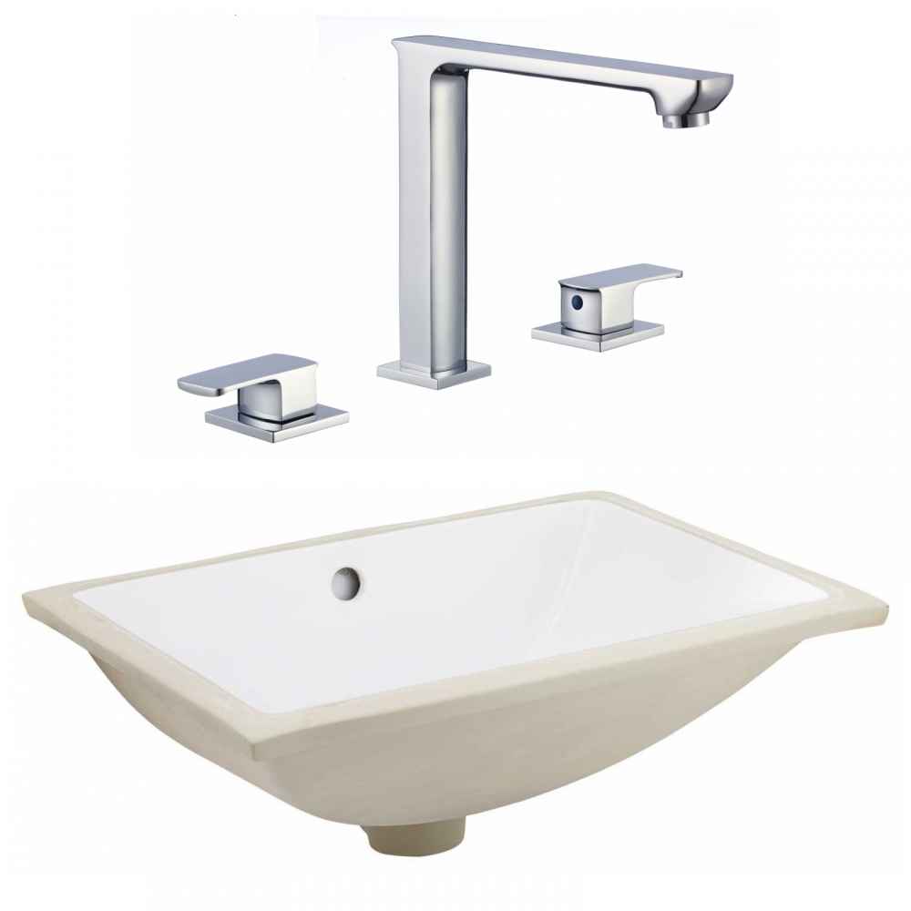 20.75-in. W CSA Rectangle Bathroom Undermount Sink Set In White - Chrome Hardware