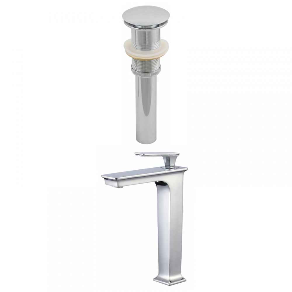 Deck Mount CUPC Approved Stainless Steel Faucet Set In Chrome Color - Drain Incl.