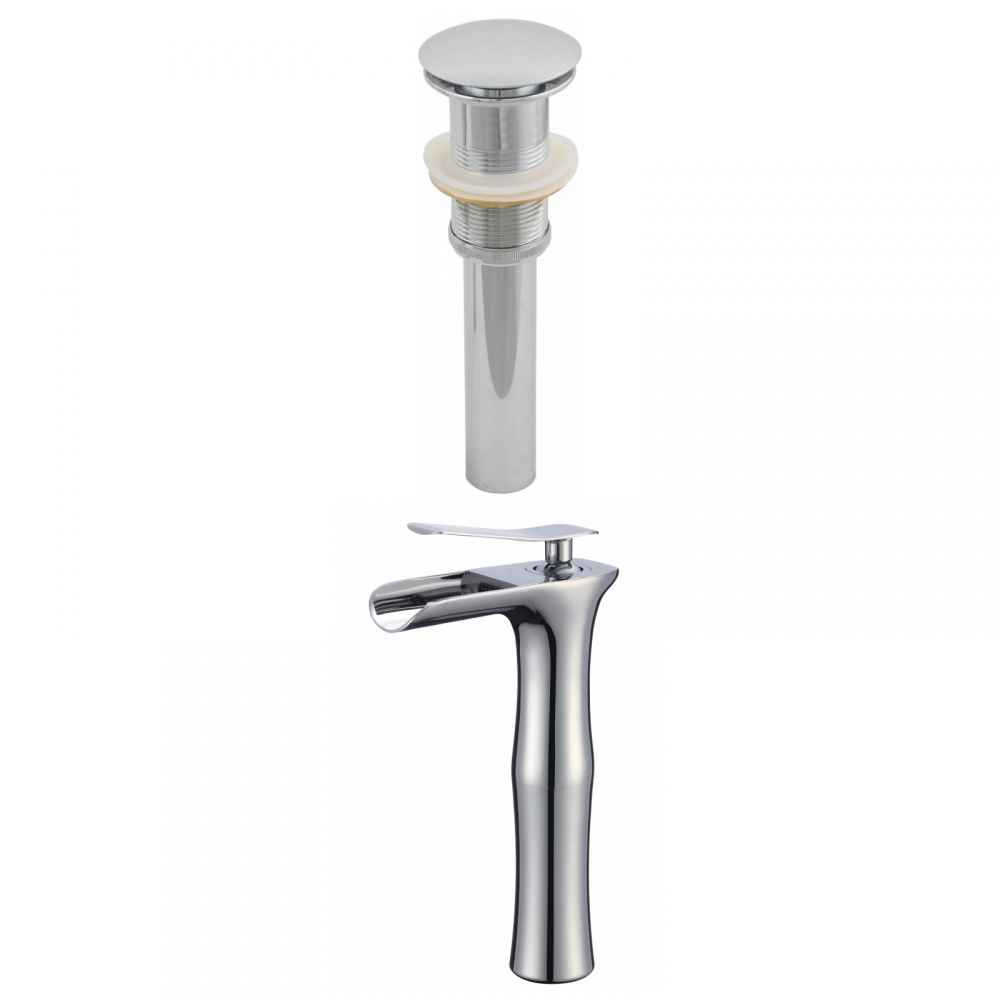 Deck Mount CUPC Approved Stainless Steel Faucet Set In Chrome Color - Drain Incl.
