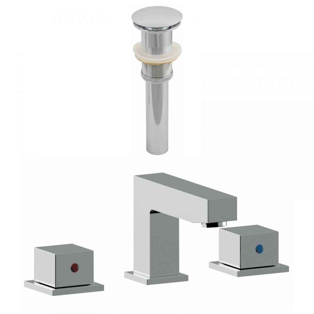 3H8-in. CUPC Approved Stainless Steel Faucet Set In Chrome Color - Drain Incl.