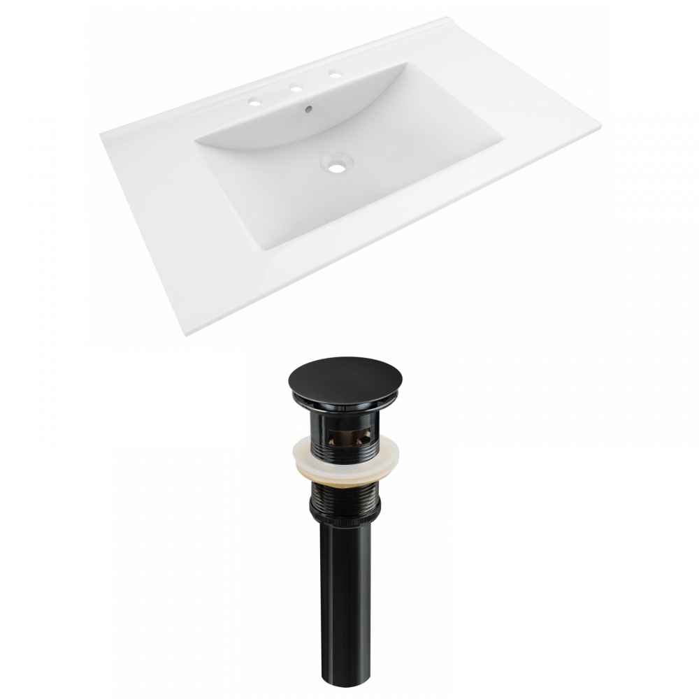 35.5-in. W 3H8-in. Ceramic Top Set In White Color - Overflow Drain Incl.