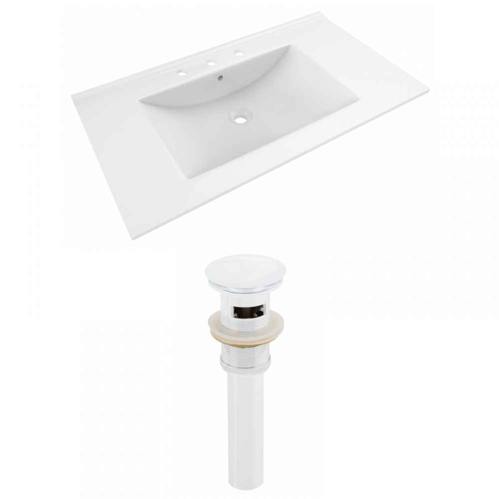 35.5-in. W 3H8-in. Ceramic Top Set In White Color - Overflow Drain Incl.