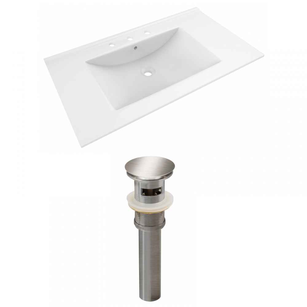 35.5-in. W 3H8-in. Ceramic Top Set In White Color - Overflow Drain Incl.