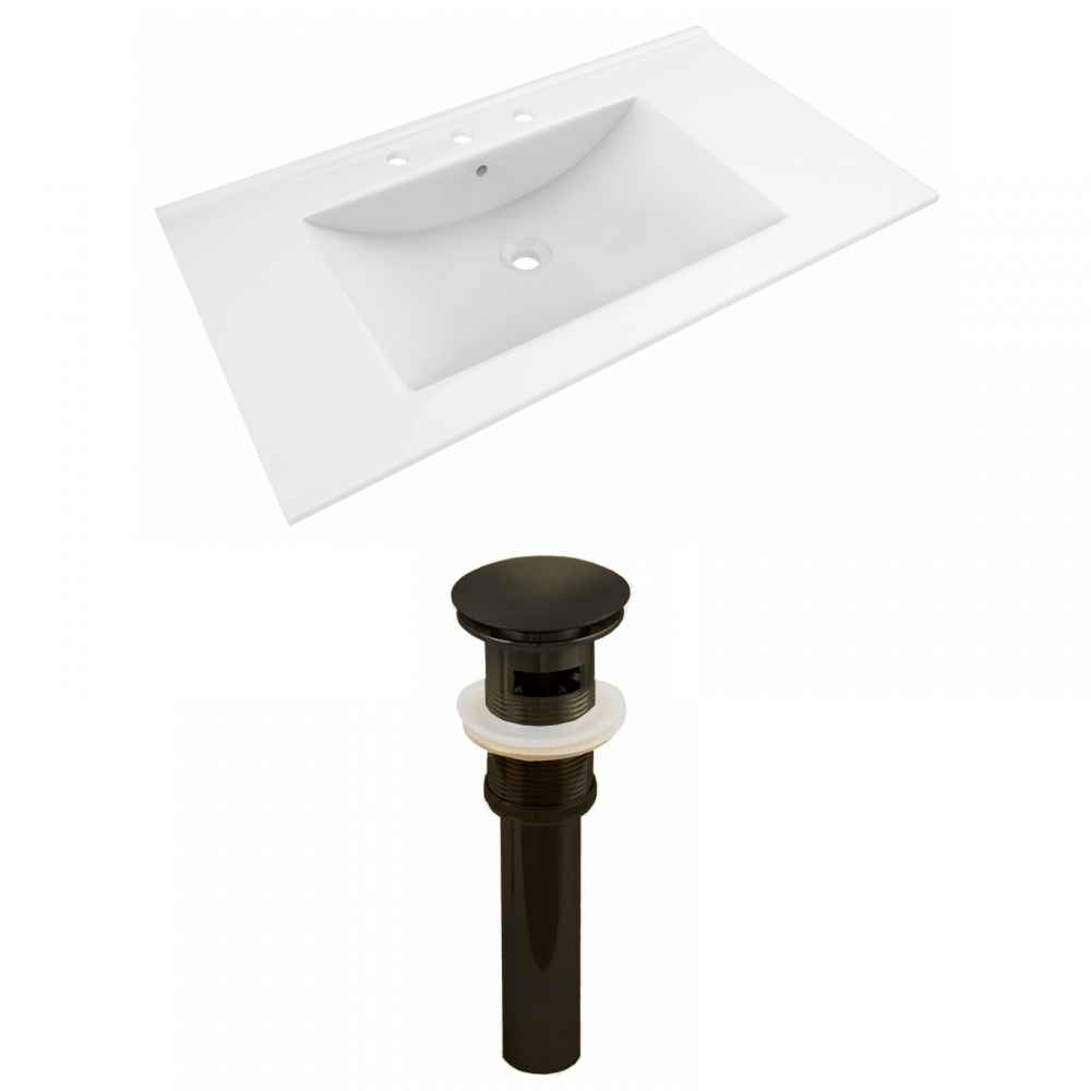35.5-in. W 3H8-in. Ceramic Top Set In White Color - Overflow Drain Incl.