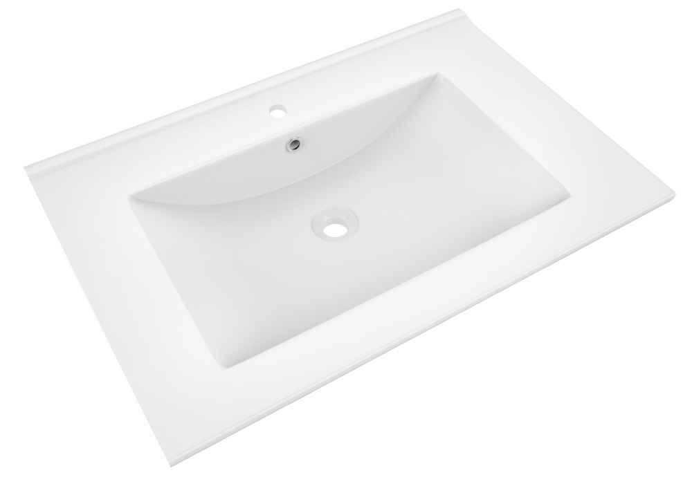 23.75-in. W 1 Hole Ceramic Top Set In White Color - Overflow Drain Incl.