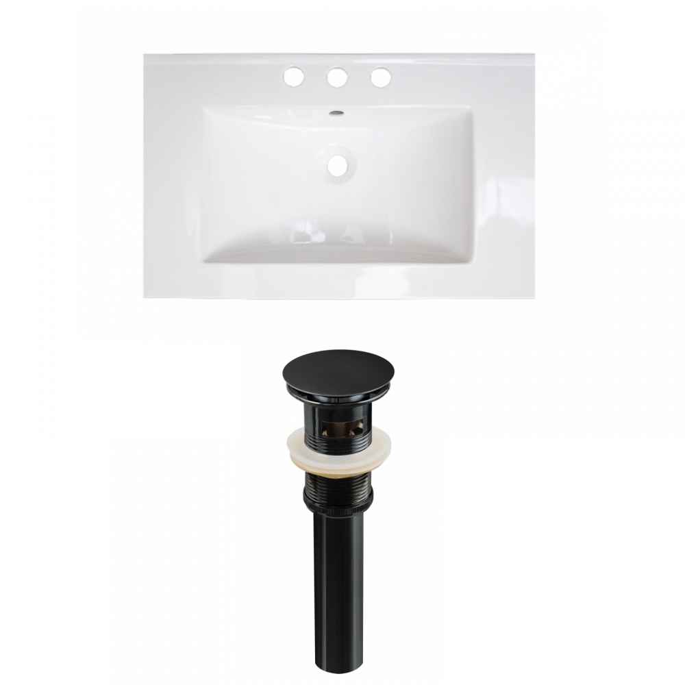 23.75-in. W 3H8-in. Ceramic Top Set In White Color - Overflow Drain Incl.