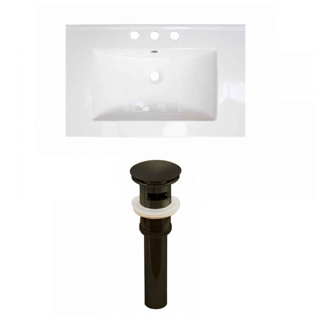 23.75-in. W 3H8-in. Ceramic Top Set In White Color - Overflow Drain Incl.