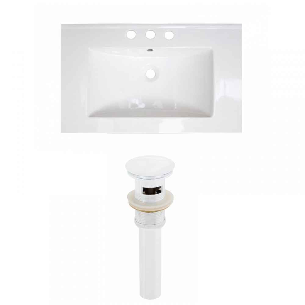 32-in. W 3H8-in. Ceramic Top Set In White Color - Overflow Drain Incl.