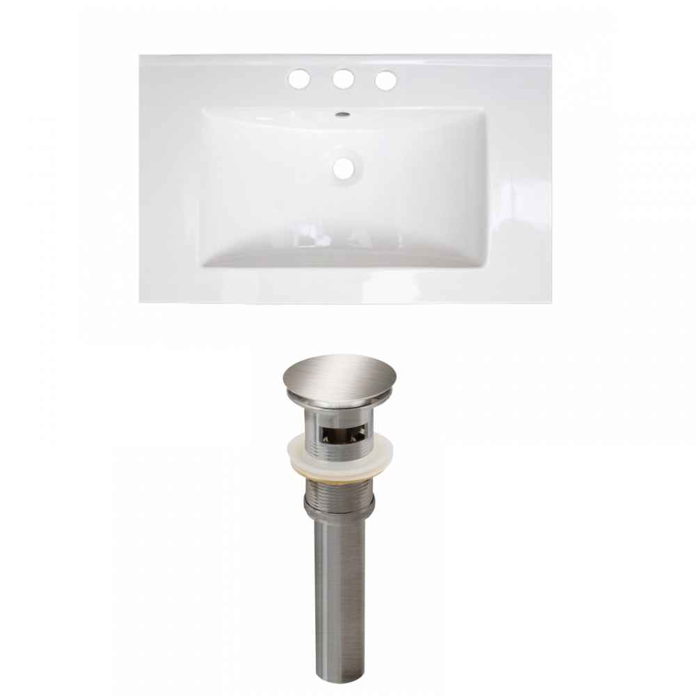 32-in. W 3H8-in. Ceramic Top Set In White Color - Overflow Drain Incl.