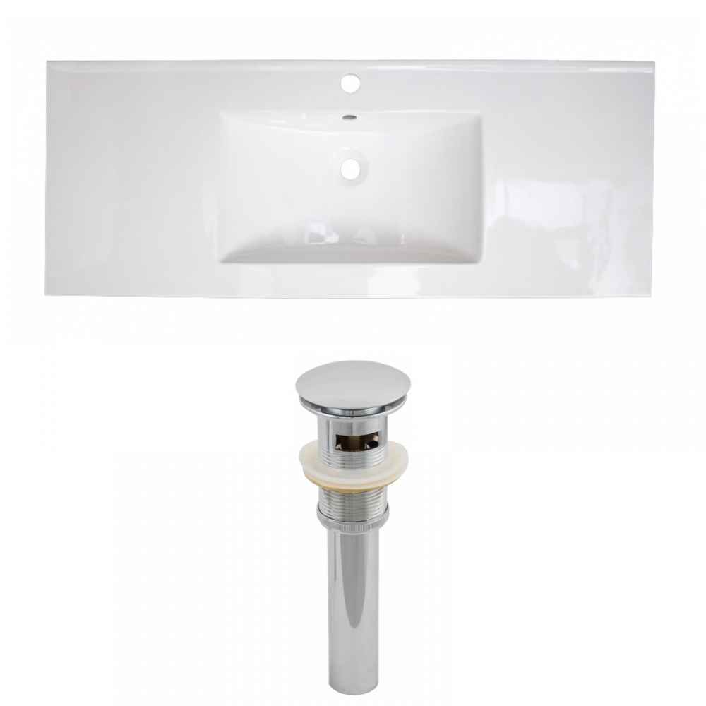 48-in. W 1 Hole Ceramic Top Set In White Color - Overflow Drain Incl.