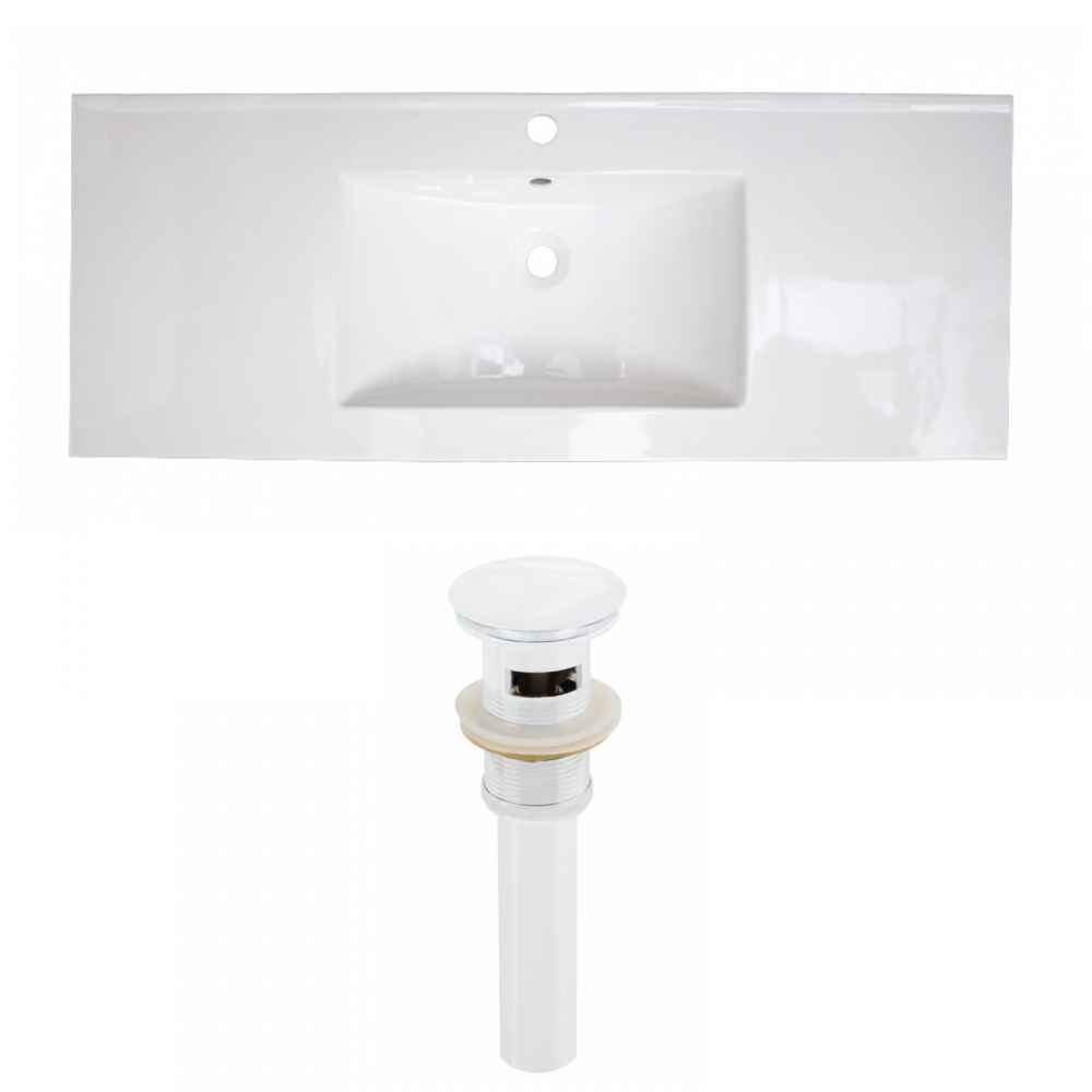 48-in. W 1 Hole Ceramic Top Set In White Color - Overflow Drain Incl.