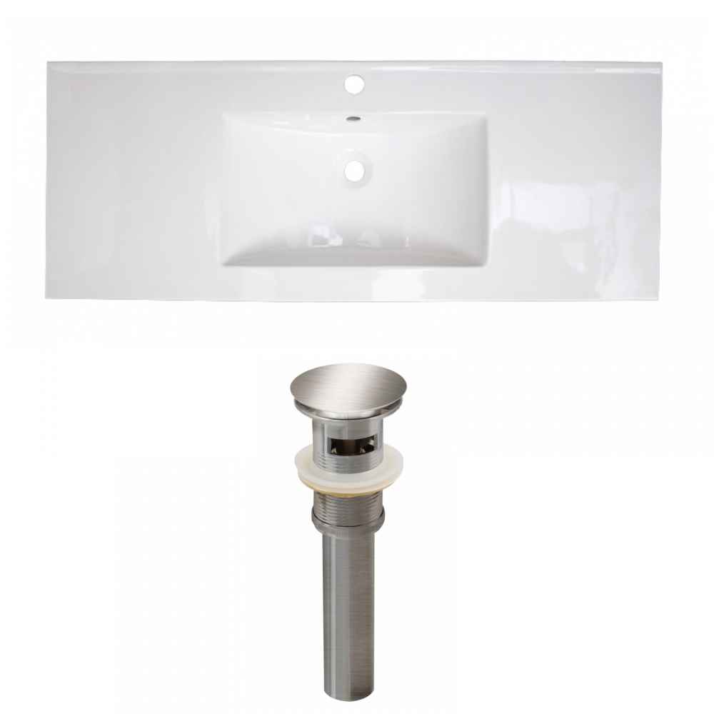 48-in. W 1 Hole Ceramic Top Set In White Color - Overflow Drain Incl.