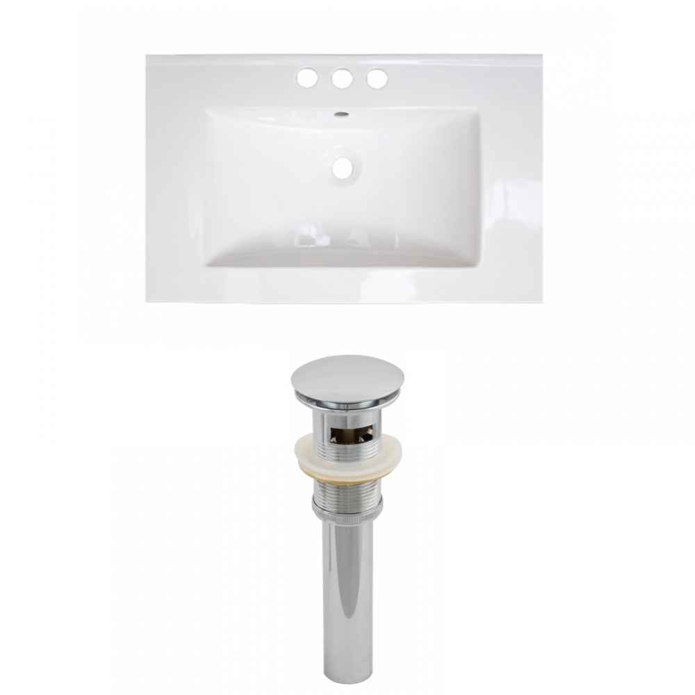 24.25-in. W 3H4-in. Ceramic Top Set In White Color - Overflow Drain Incl.