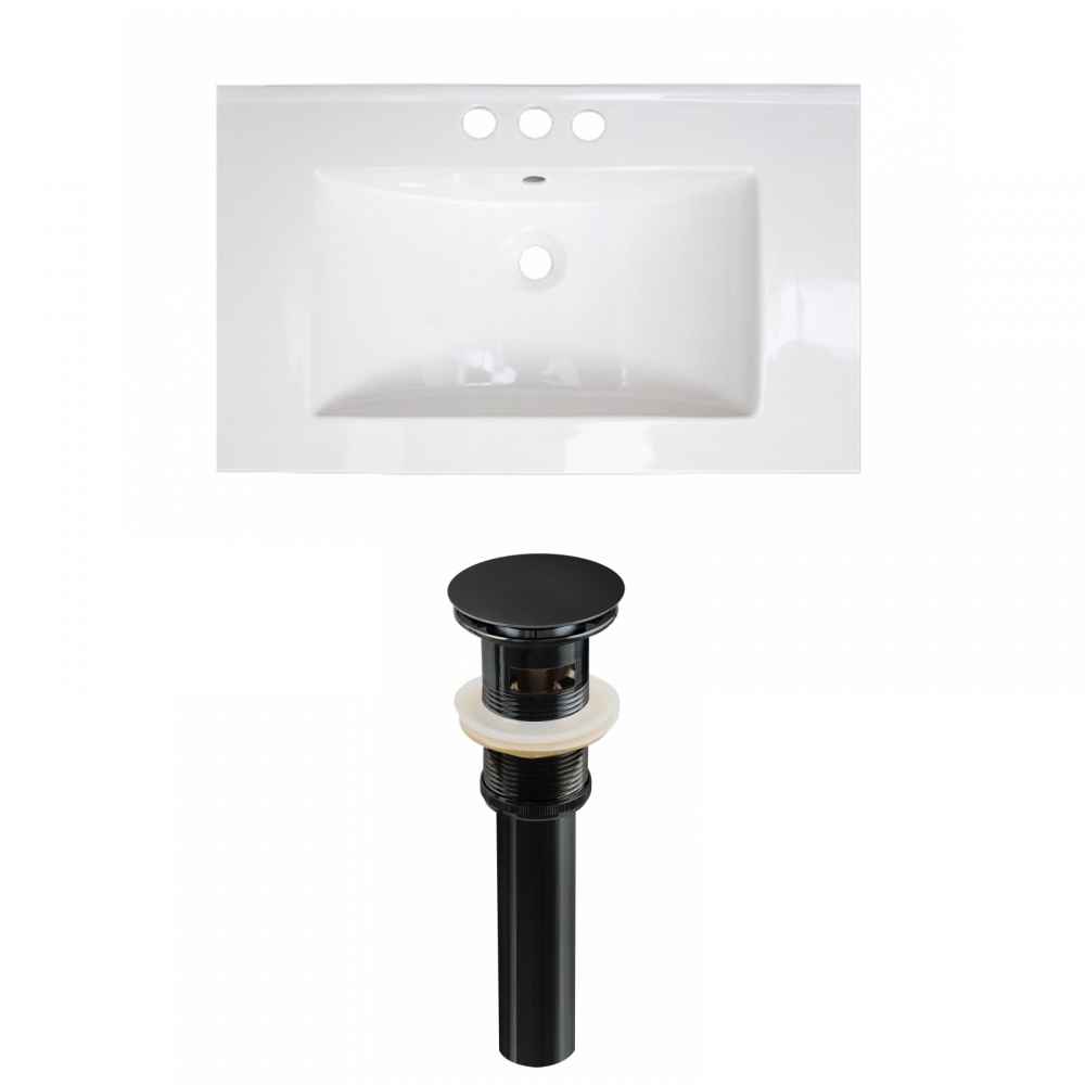 32-in. W 3H4-in. Ceramic Top Set In White Color - Overflow Drain Incl.