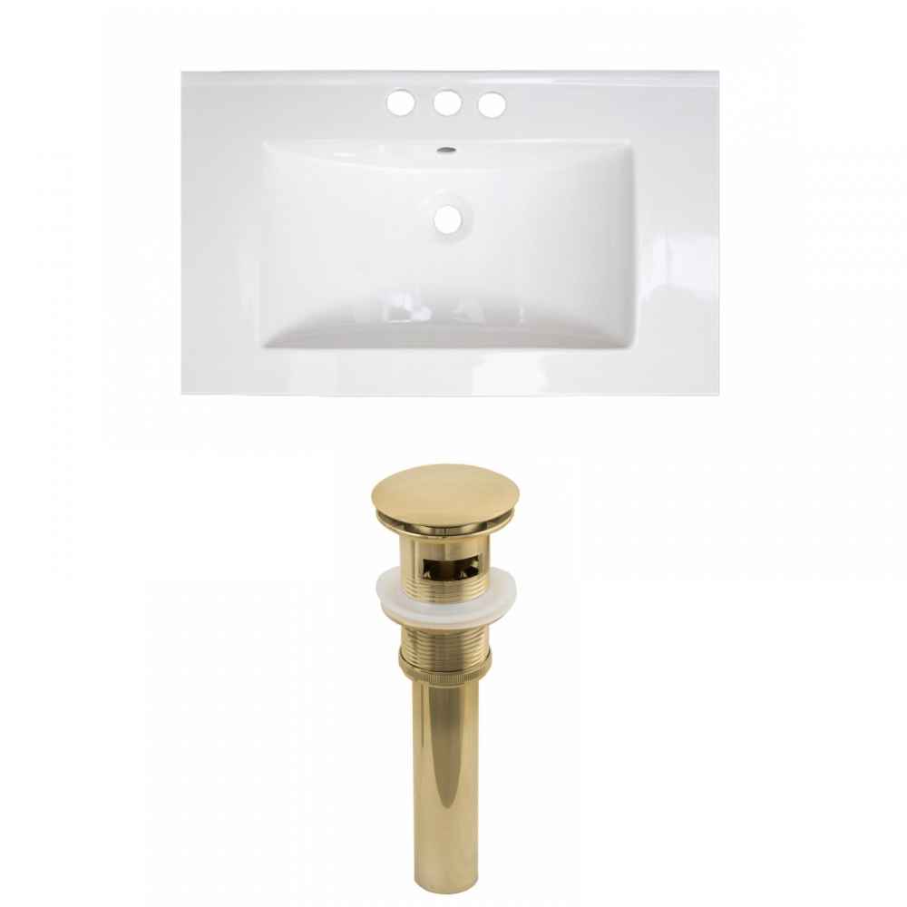 32-in. W 3H4-in. Ceramic Top Set In White Color - Overflow Drain Incl.