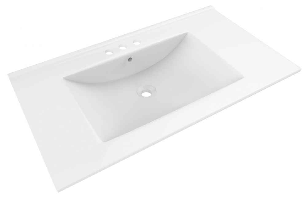 35.5-in. W 3H4-in. Ceramic Top Set In White Color - Overflow Drain Incl.