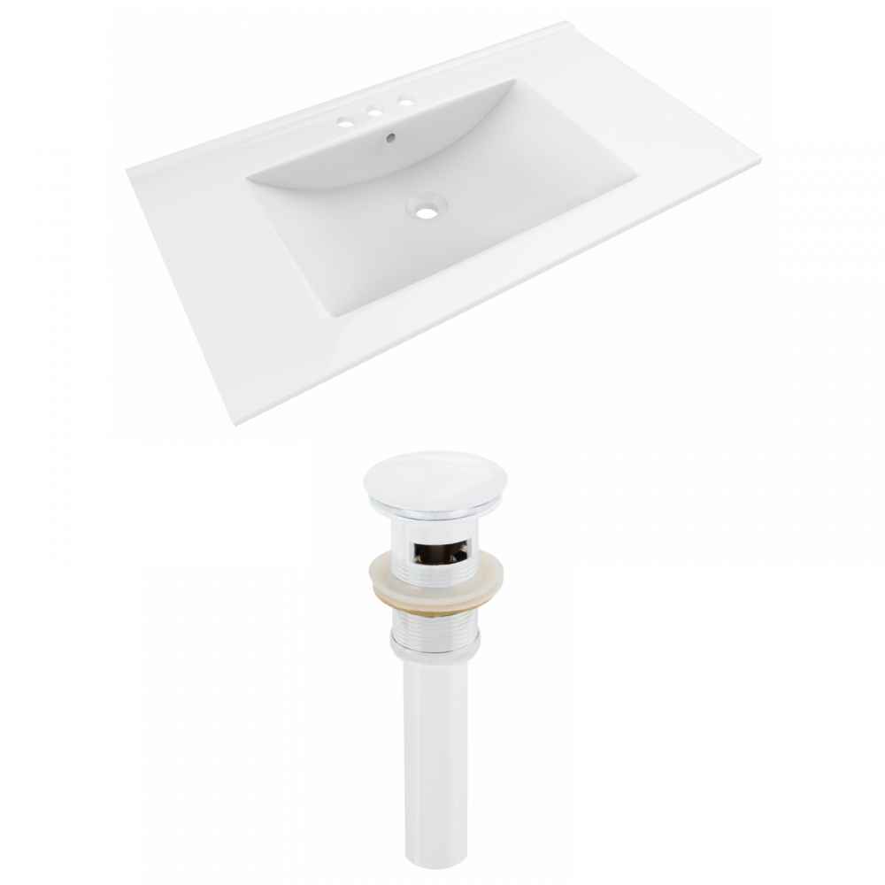 35.5-in. W 3H4-in. Ceramic Top Set In White Color - Overflow Drain Incl.
