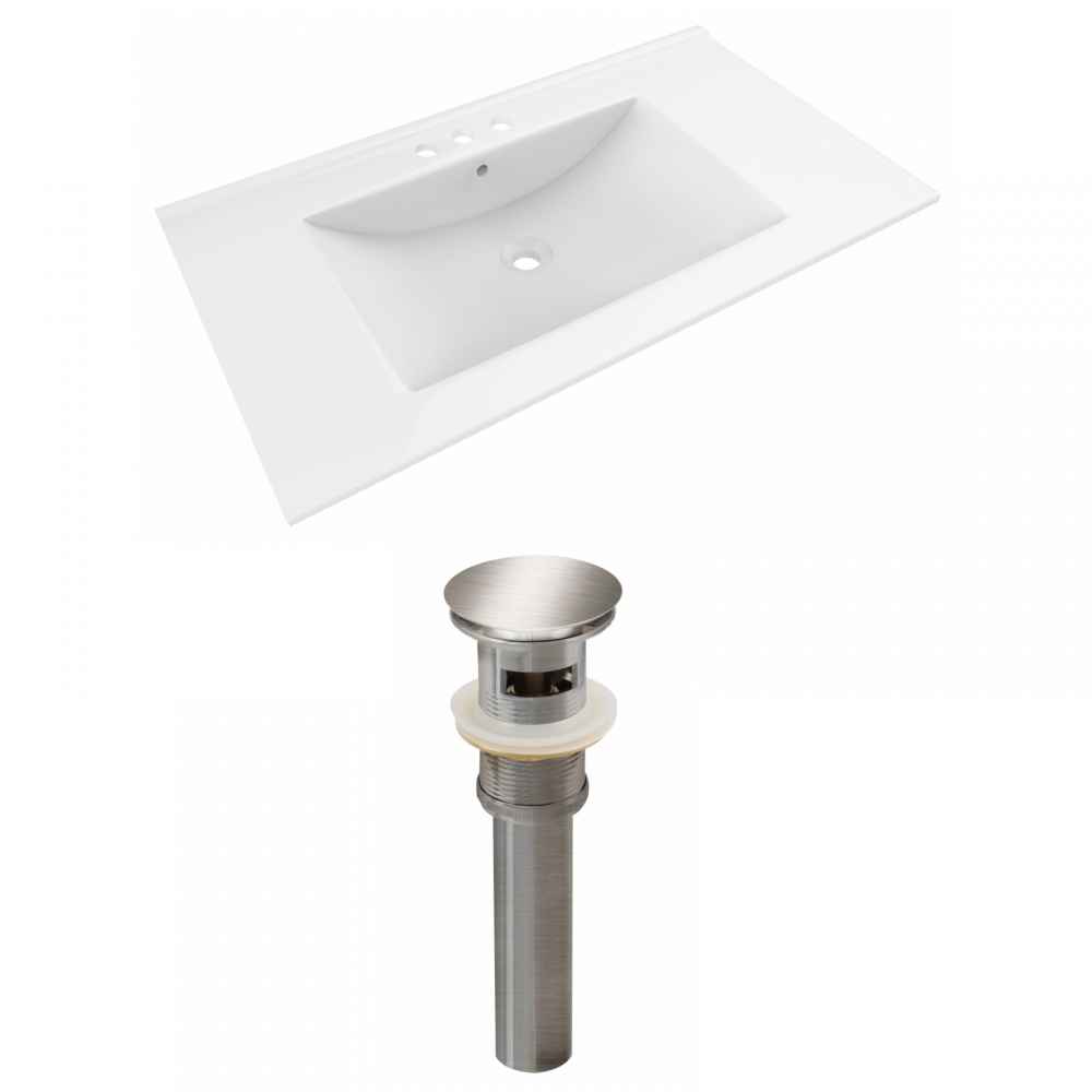 35.5-in. W 3H4-in. Ceramic Top Set In White Color - Overflow Drain Incl.