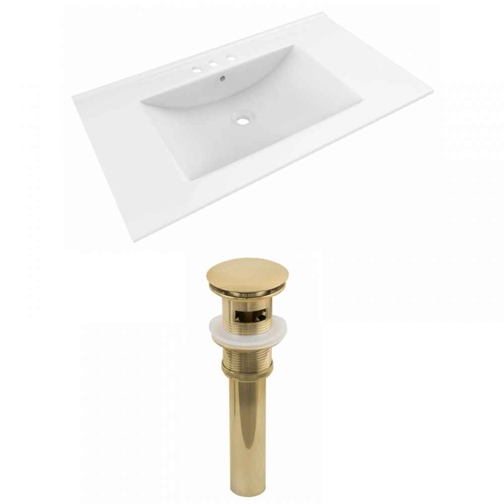 35.5-in. W 3H4-in. Ceramic Top Set In White Color - Overflow Drain Incl.