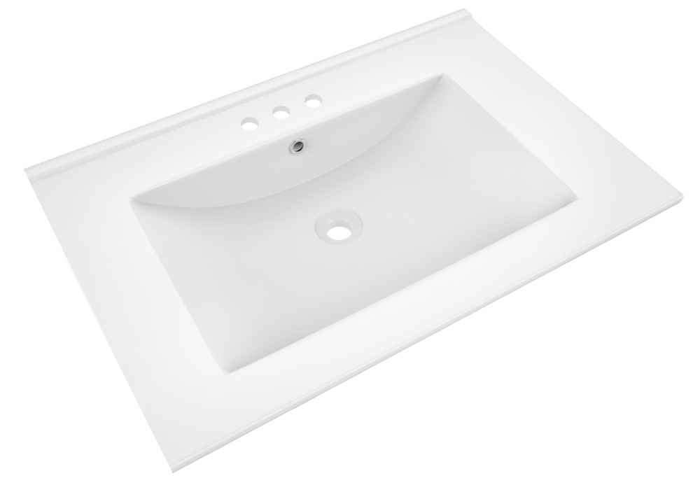 23.75-in. W 3H4-in. Ceramic Top Set In White Color - Overflow Drain Incl.