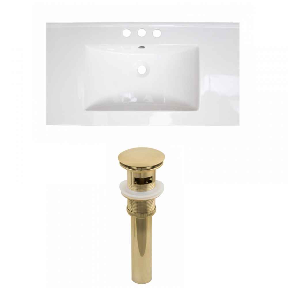 32-in. W 3H4-in. Ceramic Top Set In White Color - Overflow Drain Incl.