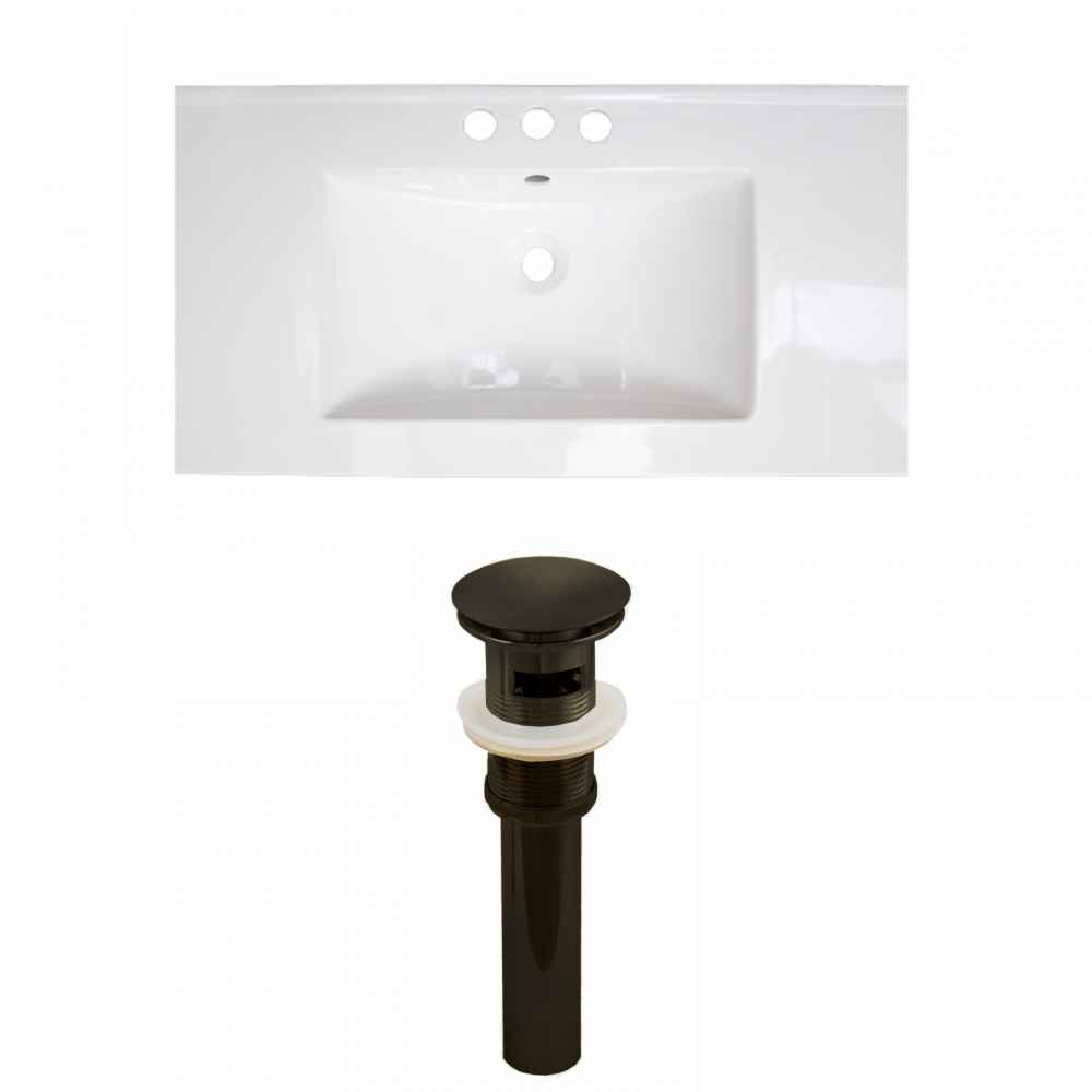32-in. W 3H4-in. Ceramic Top Set In White Color - Overflow Drain Incl.