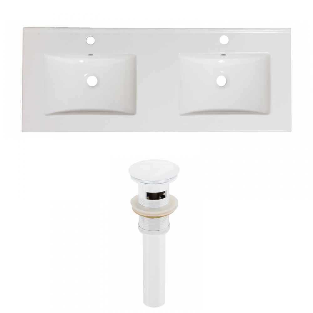 48-in. W 1 Hole Ceramic Top Set In White Color - Overflow Drain Incl.