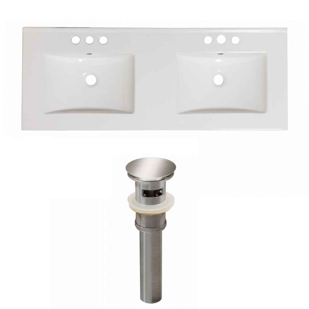 48-in. W 3H4-in. Ceramic Top Set In White Color - Overflow Drain Incl.