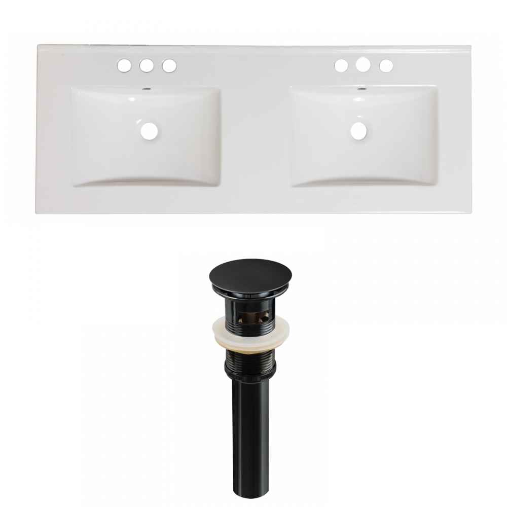48-in. W 3H8-in. Ceramic Top Set In White Color - Overflow Drain Incl.