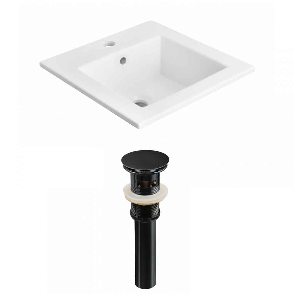 21-in. W 1 Hole Ceramic Top Set In White Color - Overflow Drain Incl.