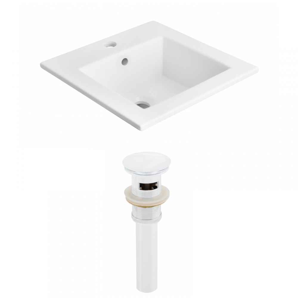 21-in. W 1 Hole Ceramic Top Set In White Color - Overflow Drain Incl.