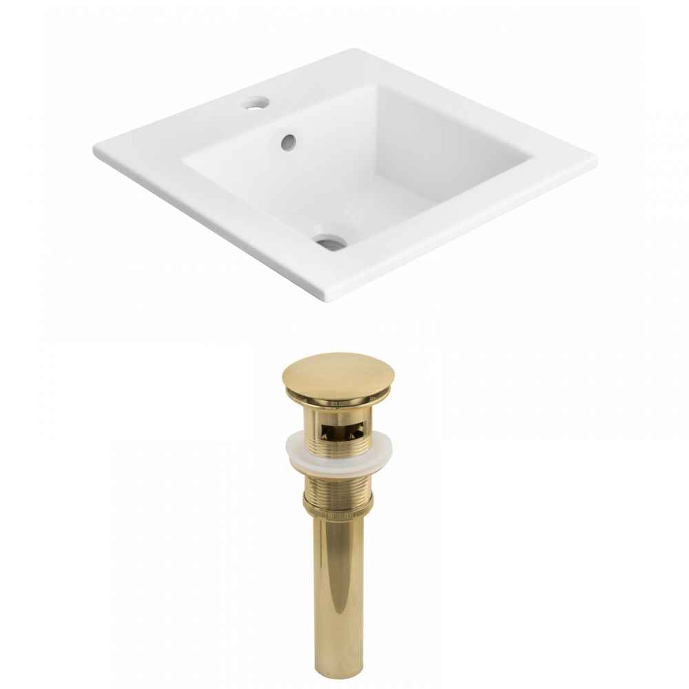 21-in. W 1 Hole Ceramic Top Set In White Color - Overflow Drain Incl.