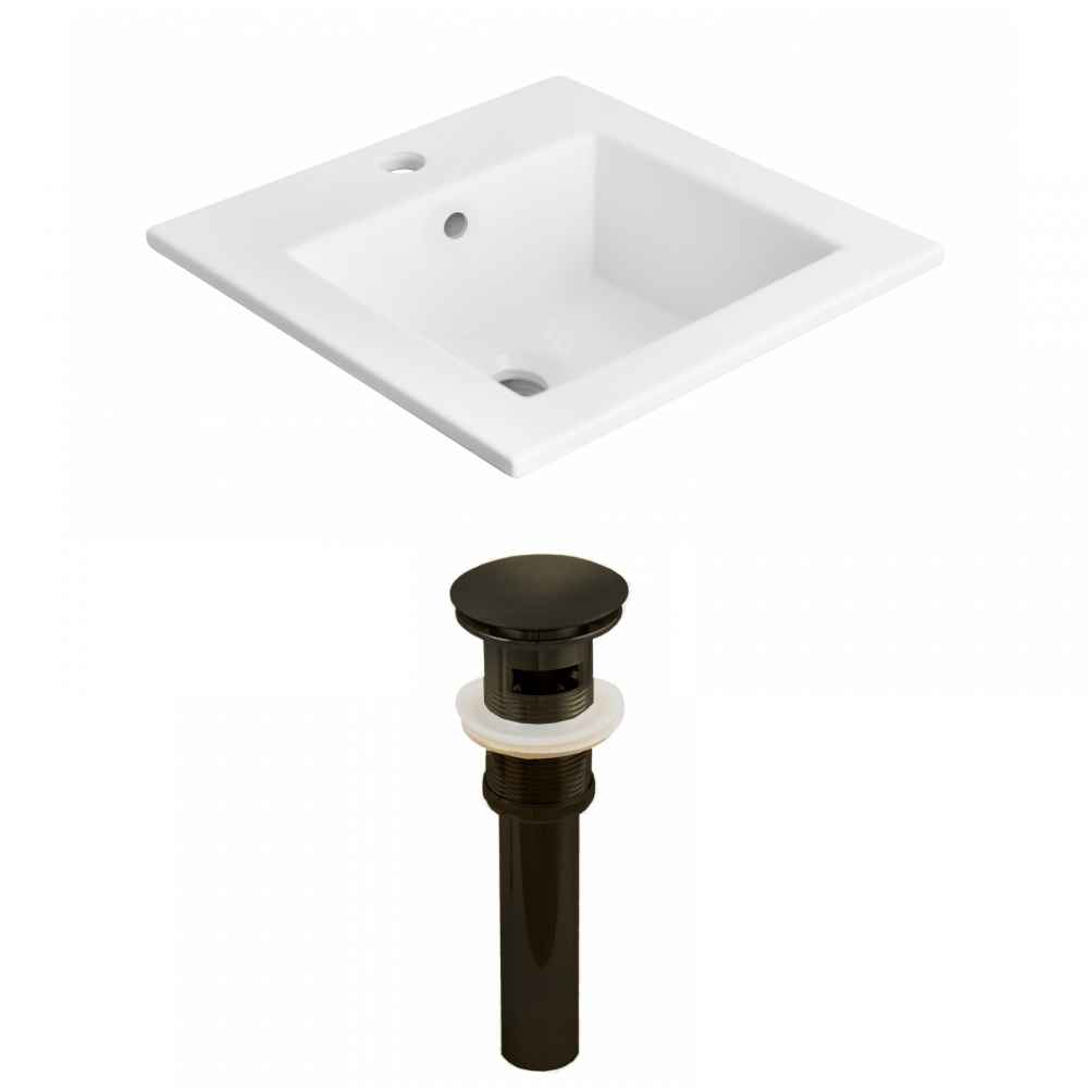 21-in. W 1 Hole Ceramic Top Set In White Color - Overflow Drain Incl.