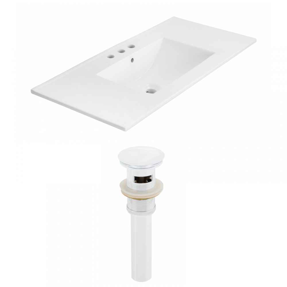 35.5-in. W 3H4-in. Ceramic Top Set In White Color - Overflow Drain Incl.