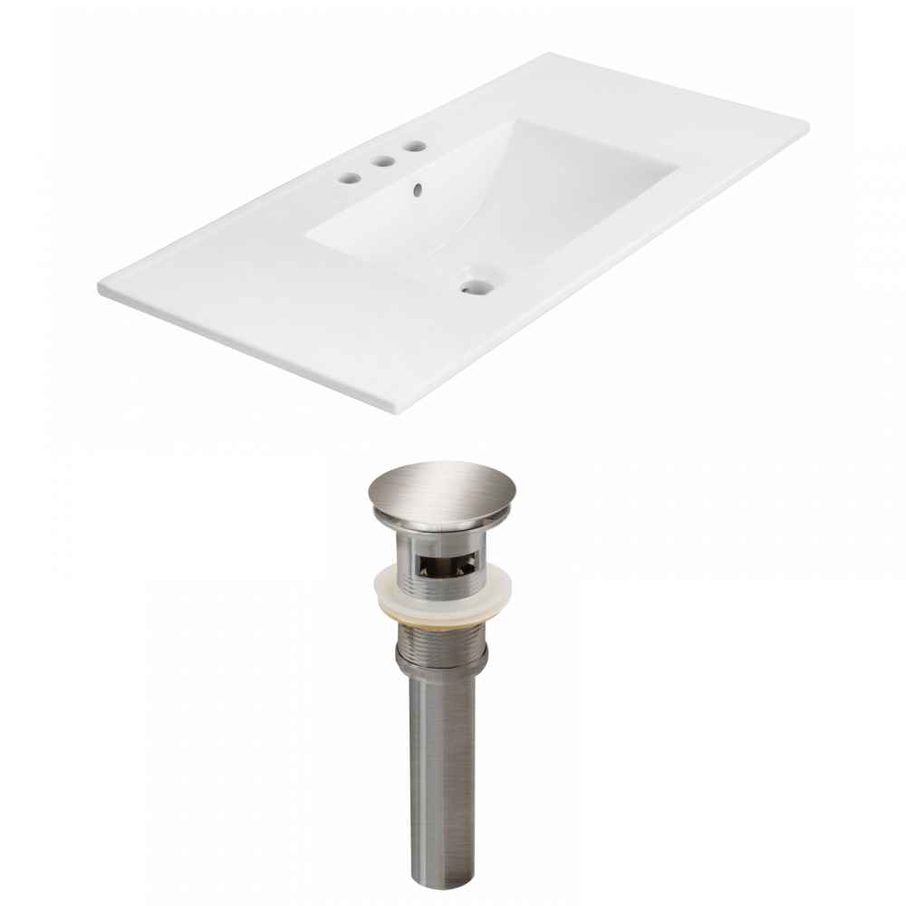 35.5-in. W 3H4-in. Ceramic Top Set In White Color - Overflow Drain Incl.