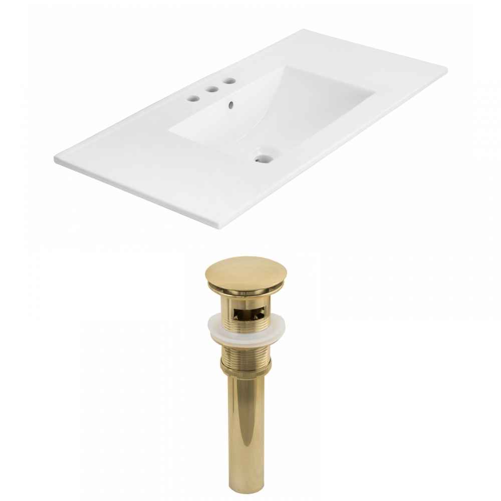 35.5-in. W 3H4-in. Ceramic Top Set In White Color - Overflow Drain Incl.
