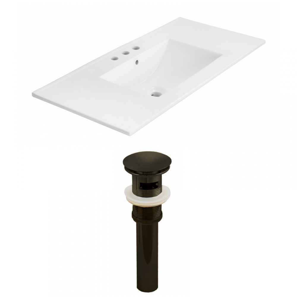 35.5-in. W 3H4-in. Ceramic Top Set In White Color - Overflow Drain Incl.