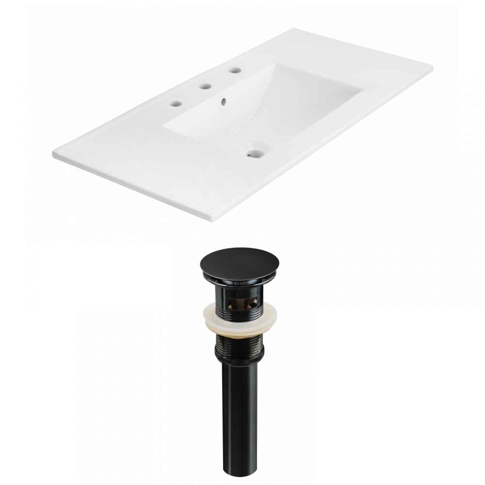 35.5-in. W 3H8-in. Ceramic Top Set In White Color - Overflow Drain Incl.