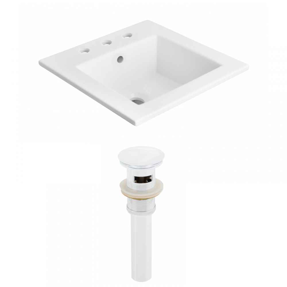 21-in. W 3H8-in. Ceramic Top Set In White Color - Overflow Drain Incl.